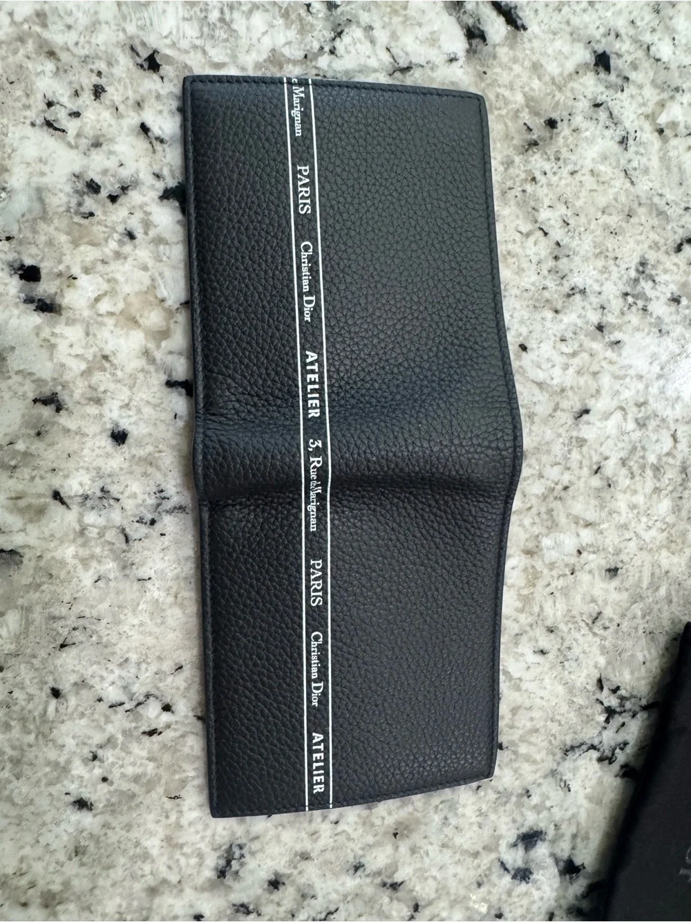 Rare Christian Dior Atelier Black Pebbled Leather Bi-Fold Wallet